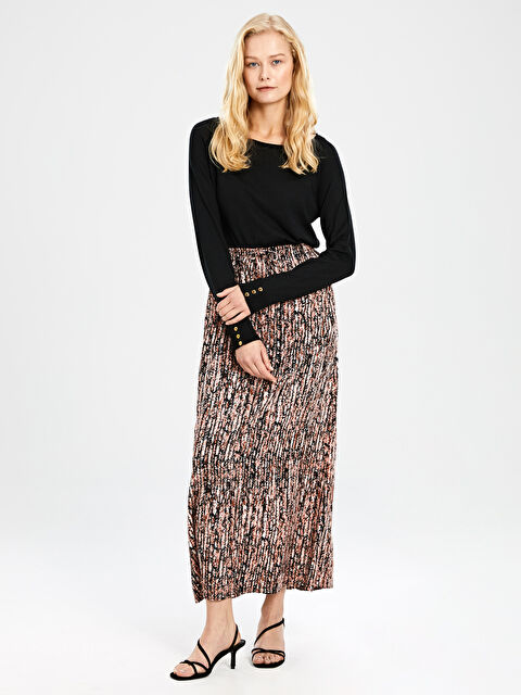 LCW Grace جيبة ماكسي فيسكوز منقوشة بخصر مطاطي - 0S5095Z8-LT4