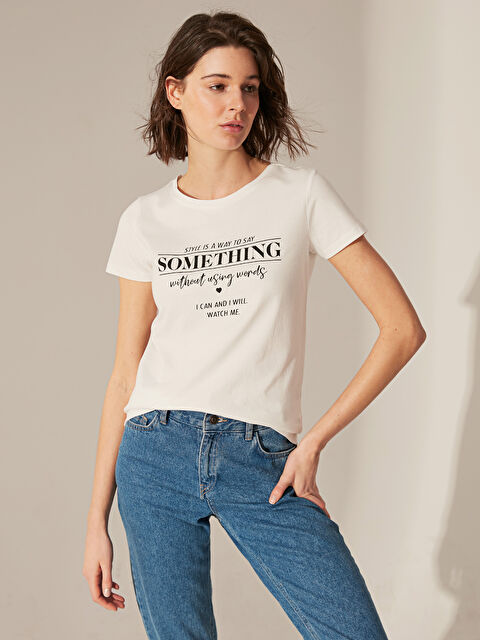 LCW Vision T-shirt à Manches Courtes et Col Rond pour Femmes - 0SM924Z8-EEW