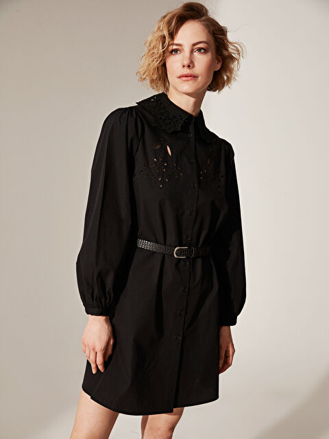 LCW Vision Әйелдерге арналған ұзын жеңді поплин жейде-көйлек - 0SO378Z8-CVL