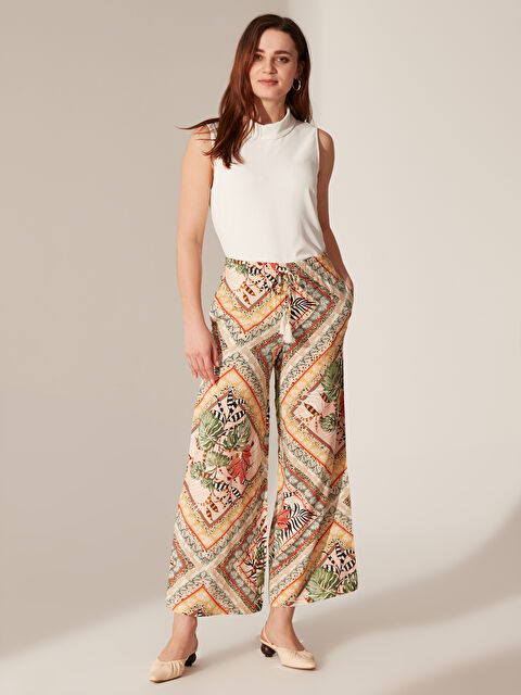 LCWAIKIKI Classic Plenty of Beli-linked Patterned Viscose Women's Pants - 0SE565Z8-LQB