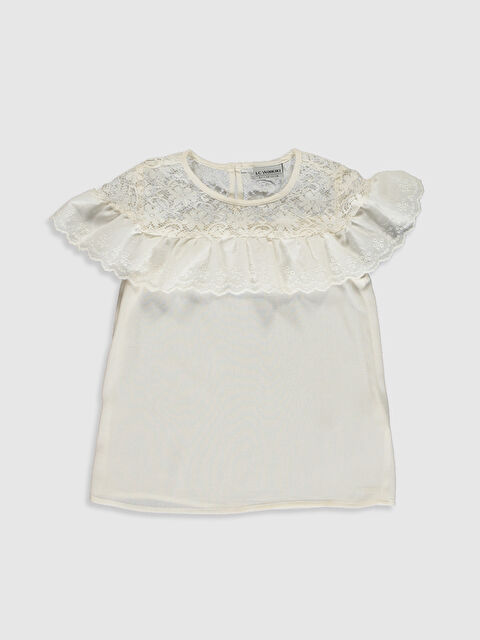 LCW Kids Crew Neck Short Sleeve Girls' Blouse - 0S5012Z4-FDU