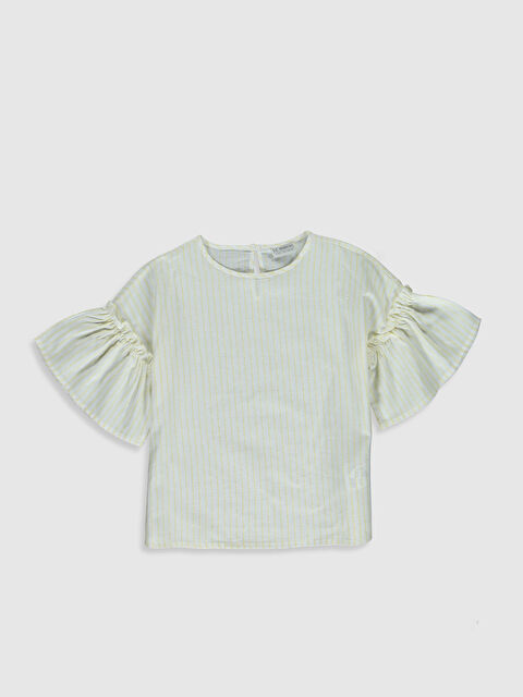 LCW Kids Crew Neck Striped Short Sleeve Girls Blouse - 0S9650Z4-LKF