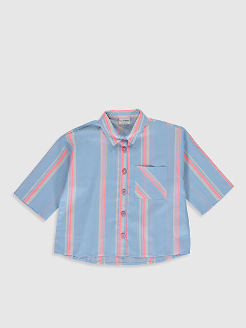 LCW Kids Short Sleeve Poplin Girl Shirt - 0S9699Z4-LEN