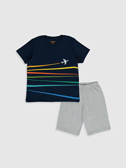 LCW Kids طقم بيجاما للأولاد برقبة دائرية وكم قصير - 0S9962Z4-LAK