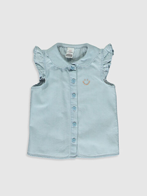 LCW baby Peter Pan Collar Short Sleeved Baby Girl Jean Shirt - 0S3750Z1-311