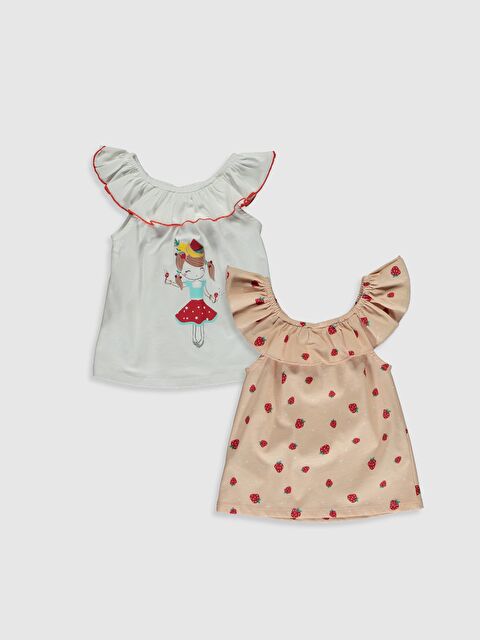 LCW baby T-Shirt Bébé Fille à Manches Courtes et Encolure Bateau - 0SG921Z1-LT4