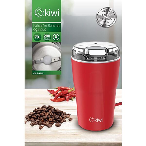 Kspg-4819 Paslanmaz Çelik Kahve ve Baharat Öğütücü Kırmızı