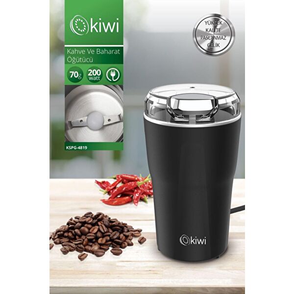Kspg-4819 Paslanmaz Çelik Kahve ve Baharat Öğütücü Siyah