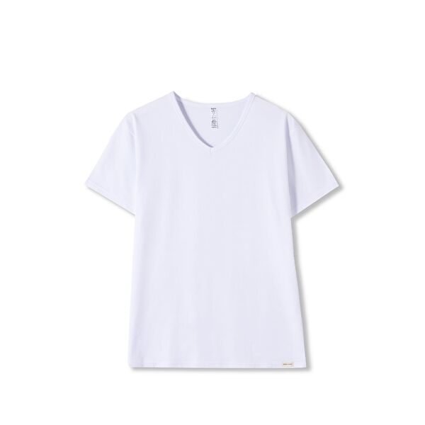 Basic Modal  V Yaka Erkek Tişört Beyaz