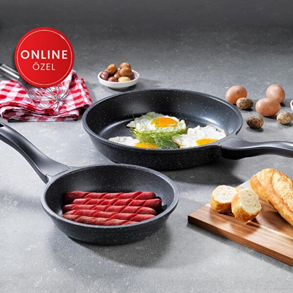 Famos Döküm Tava Seti-2 Parça-Gri