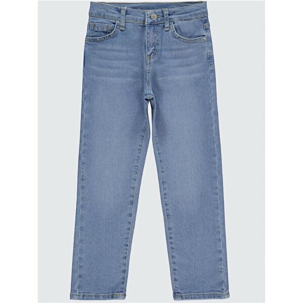 Erkek Çocuk Loose Fit Düz Paça Basic Düz Jean Pantolon