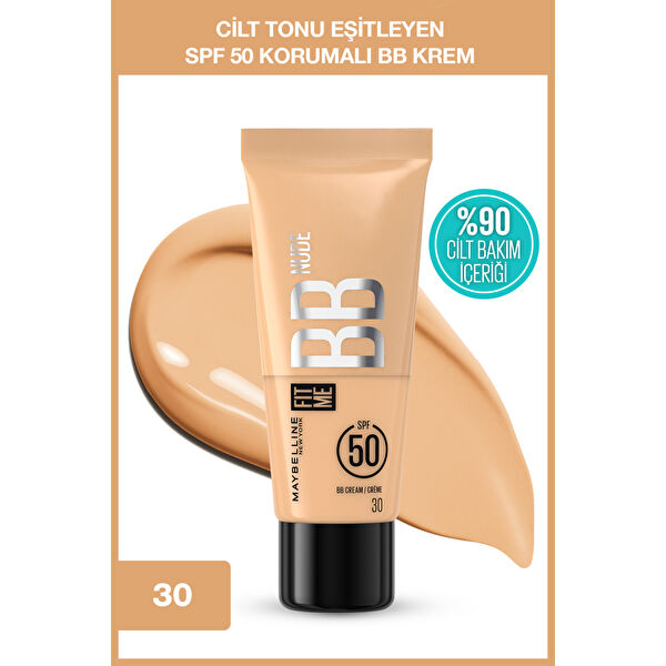 Fit Me Nude Cilt Bakımı Etkili Nemlendirici SPF50 BB Krem - 30