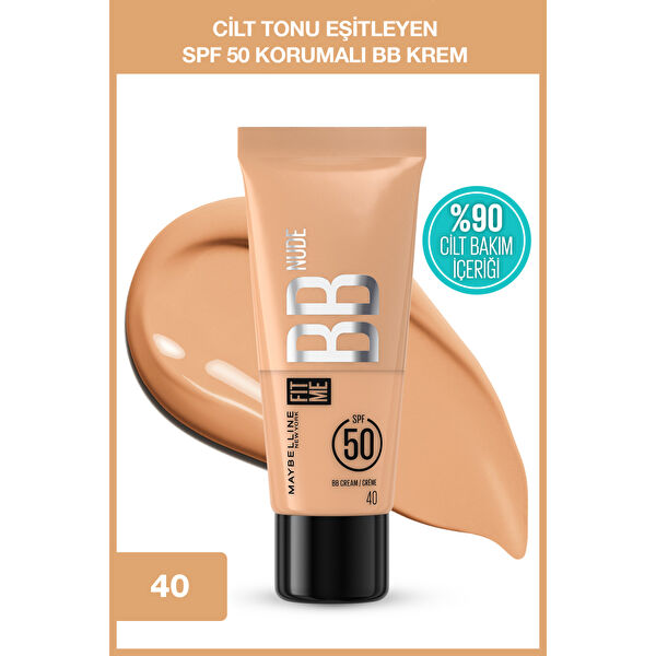 Fit Me Nude Cilt Bakımı Etkili Nemlendirici SPF50 BB Krem - 40