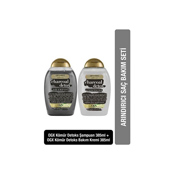 Kömür Detoks Sülfatsız Şampuan 385 ml + Kömür Detoks Sülfatsız Bakım Kremi 385 ml