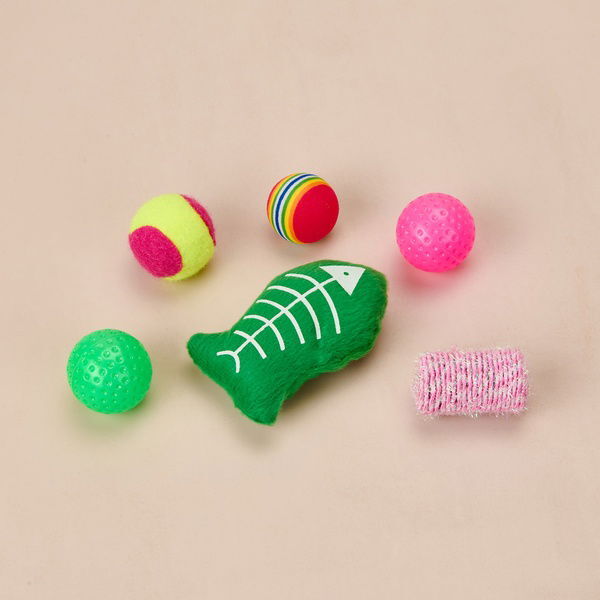 6'lı Kedi Oyuncağı - Renkli