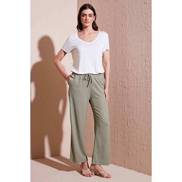 Regular Fit Normal Bel Geniş Paça Pantolon 5866117