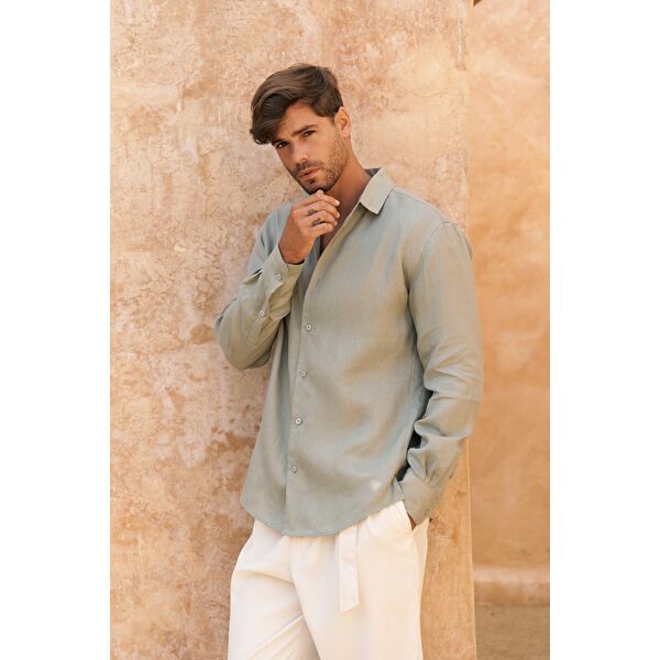 Ottavia Tarçın Keten Oversize Erkek Gömlek