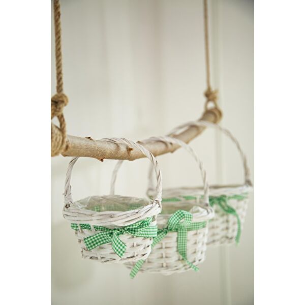 3'lü Hasır Sepet Beyaz