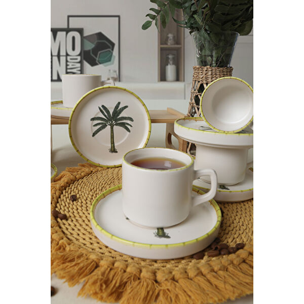 Palmiye Stackable Çay Takımı 12 Parça 6 Kişilik