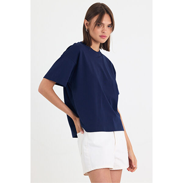 Kadın Timeless Oversize Lacivert T-Shirt