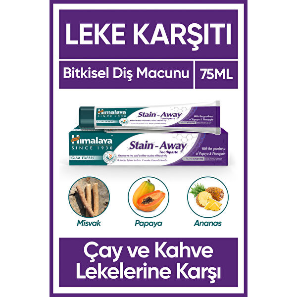 Leke Karşıtı Bitkisel Diş Macunu, Florürsüz, Parabensiz, Vejeteryan, Leke Çıkartıcı, 75 ml