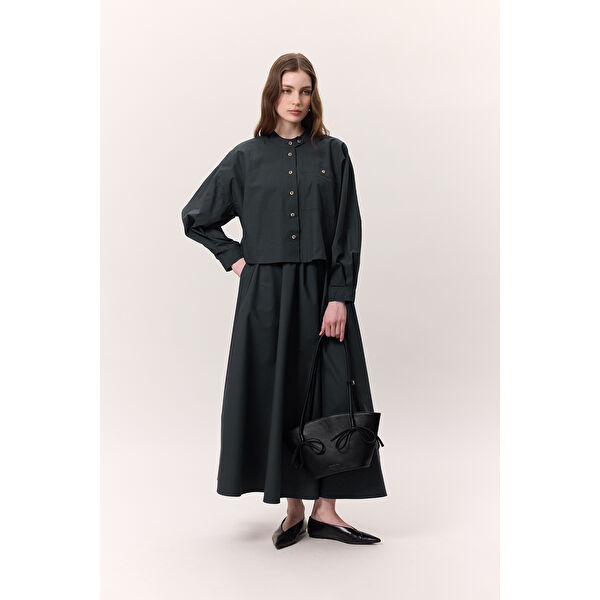 Volanlı Premıum Etek Lacivert