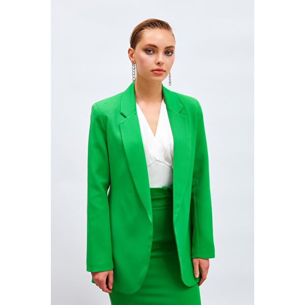 Klasik Yaka Uzun Ceket - Koyu Yeşil