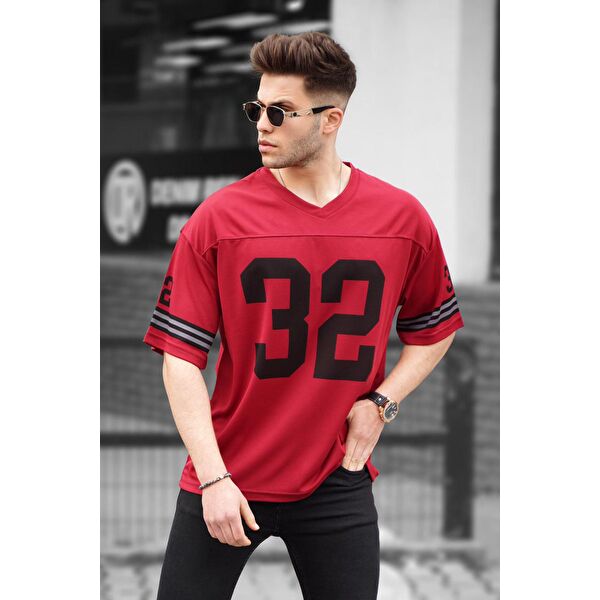 Beyaz Baskılı Oversize Erkek Tişört 5838