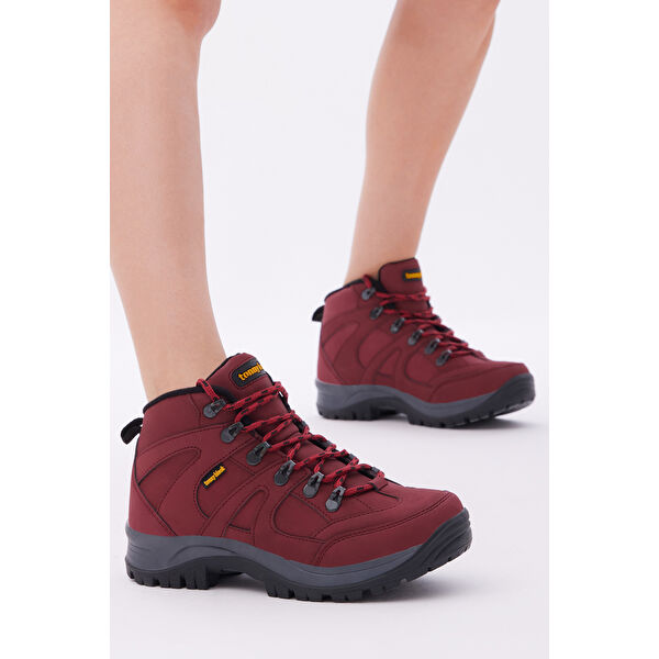 Unisex Bordo Rahat Kalıp Bağcıklı Trekking Bot