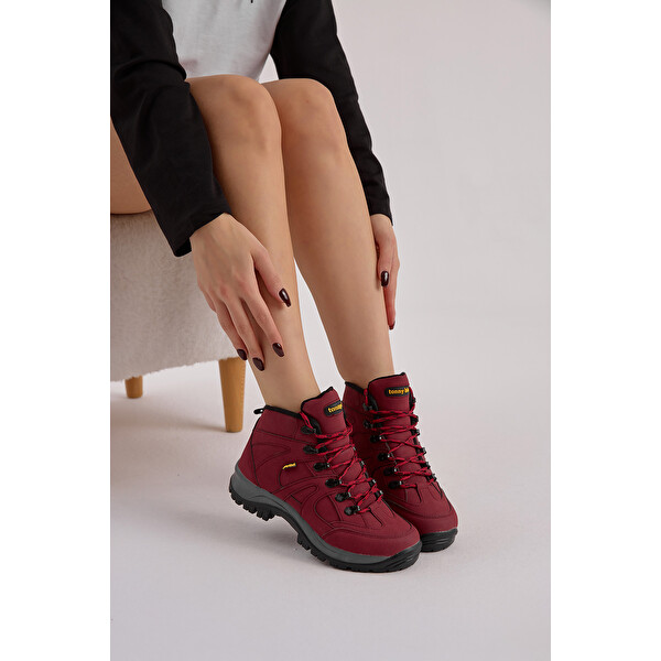 TONNY BLACK Unisex Bordo Rahat Kalıp Bağcıklı Trekking Bot