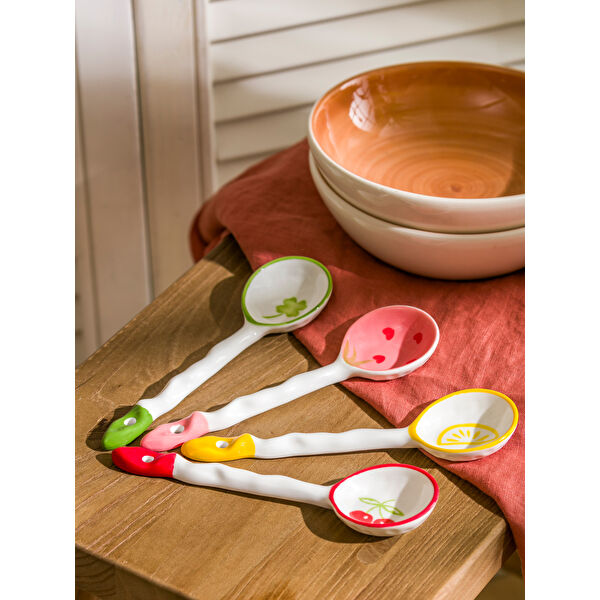 4 Parça Baskılı Seramik Kaşık Seti