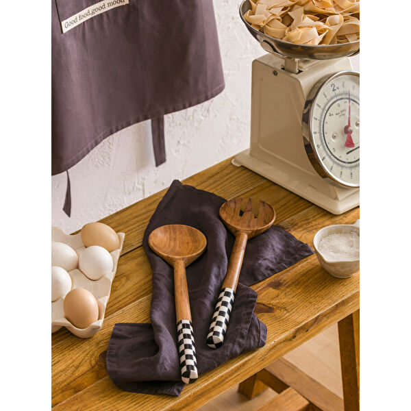 Dama Desenli Tahta Servis Gereci 2'li