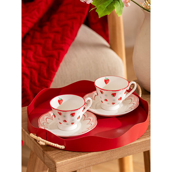 Baskılı 2 Kişilik Porselen Kahve Fincan Takımı 90 ml