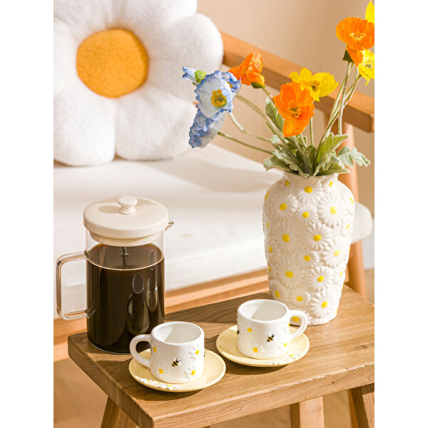 Baskılı 2 Kişilik Porselen Kahve Fincan Takımı 90 ml