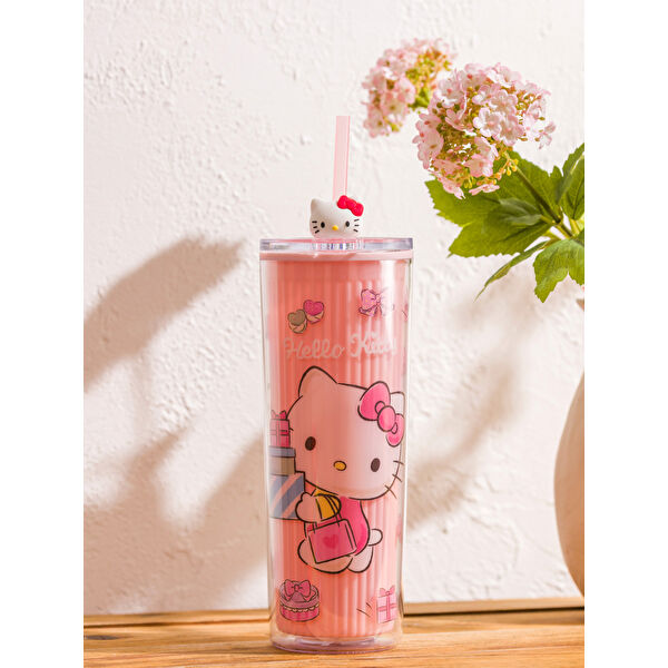 Hello Kitty Baskılı Pipetli Bardak
