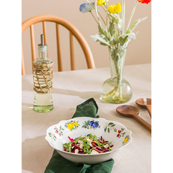 Baskılı Porselen Salata Kasesi 22 cm