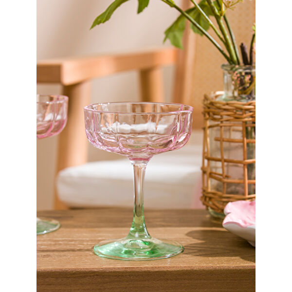 Karışık Dekoratif Ayaklı Cam Bardak  2'li 190 ml