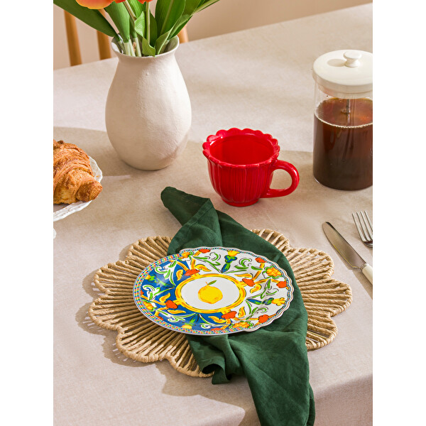 Limon Baskılı Porselen Pasta Tabağı 21 cm