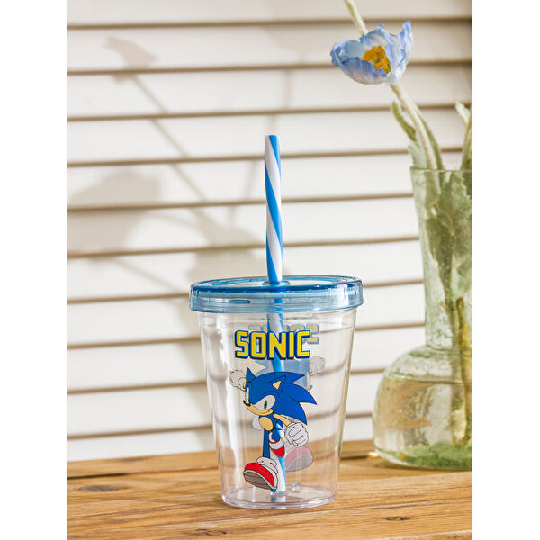 Sonic Baskılı Pipetli Bardak 450 ml