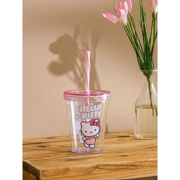Hello Kitty Baskılı Pipetli Bardak 500 ml
