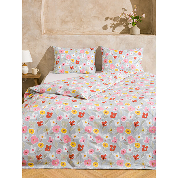 LCW HOME Çiçek Baskılı Çift Kişilik Nevresim Seti