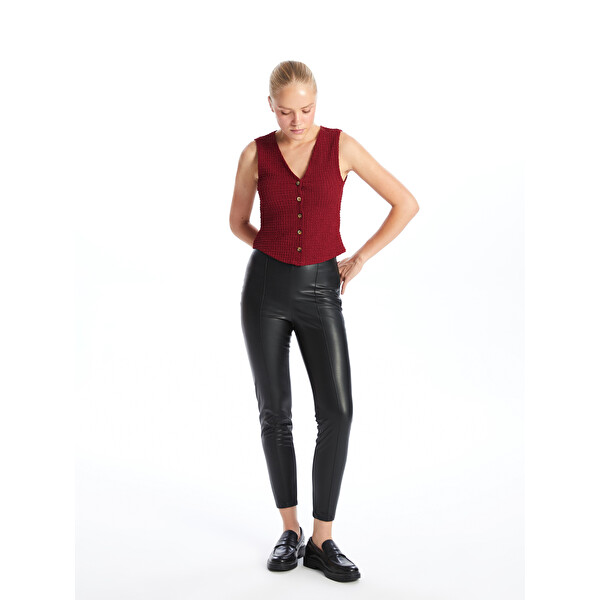 XSIDE Dar Fit Kadın Deri Görünümlü Pantolon