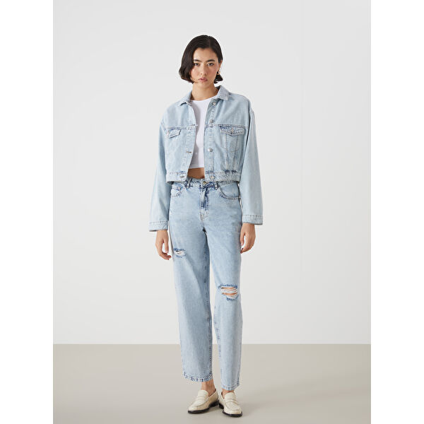 Boyfriend Yırtık Detaylı Kadın Jean Pantolon