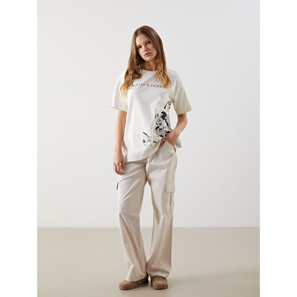 Standart Fit Gabardin Kadın Kargo Pantolon