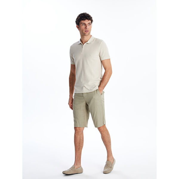 Rahat Kalıp Keten Karışımlı Erkek Şort