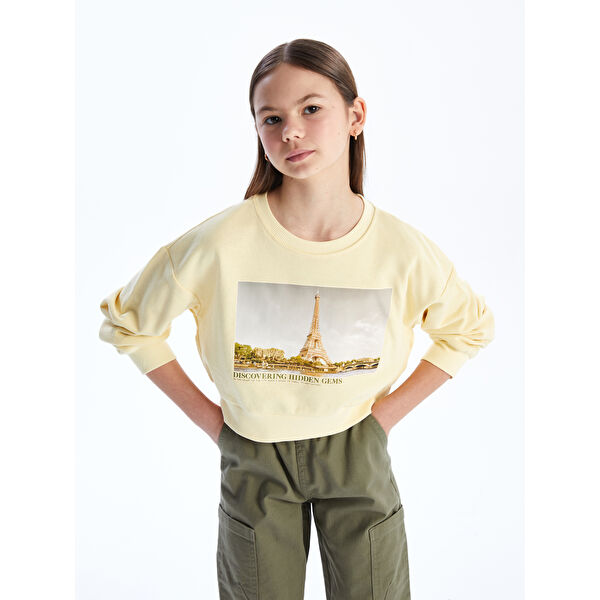 Bisiklet Yaka Kız Çocuk Sweatshirt