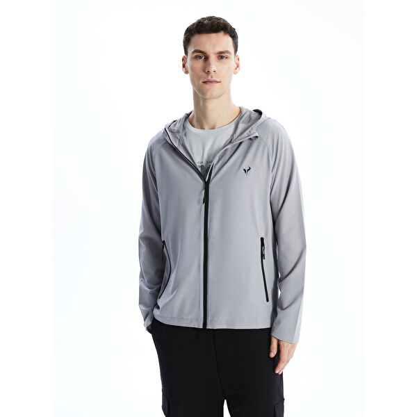 Kapüşonlu Uzun Kollu Erkek Fermuarlı Sweatshirt