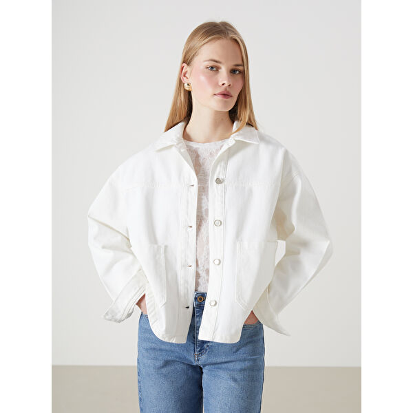 Oversize Kadın Jean Gömlek Ceket