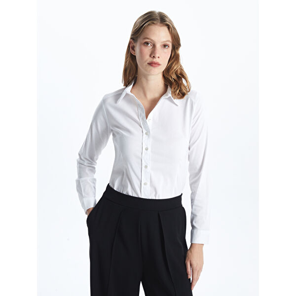 Uzun Kollu Poplin Kadın Gömlek