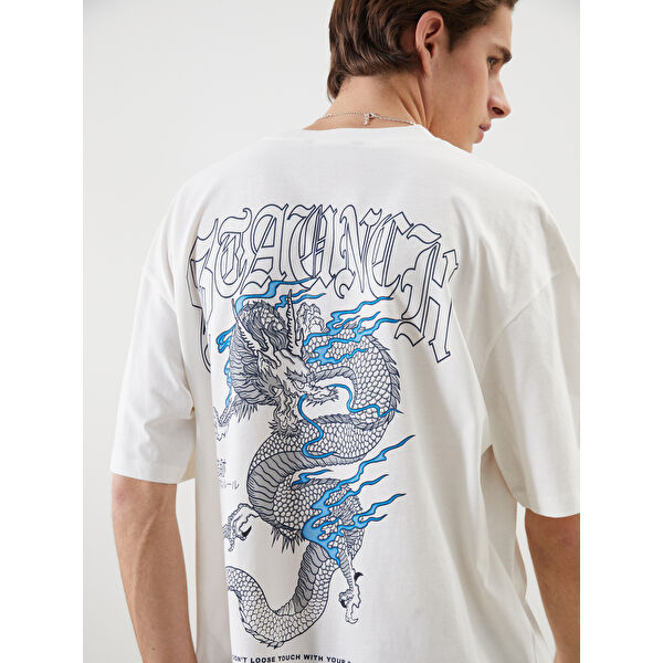 Bisiklet Yaka Baskılı Penye Erkek Tişört